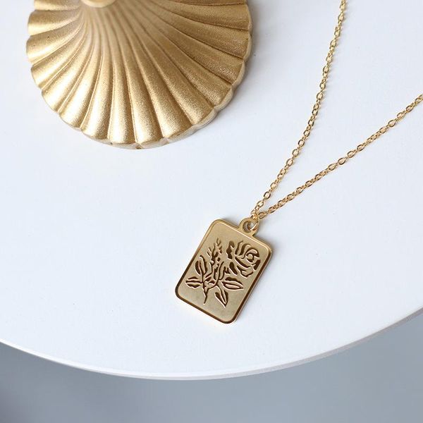 pendant necklaces women's stainless steel relief rose tag necklace engraved square flower vintage clavicle chains gold color, Silver
pendant necklaces women's stainless steel relief rose tag necklace engraved square flower vintage clavicle chains gold color, Silver