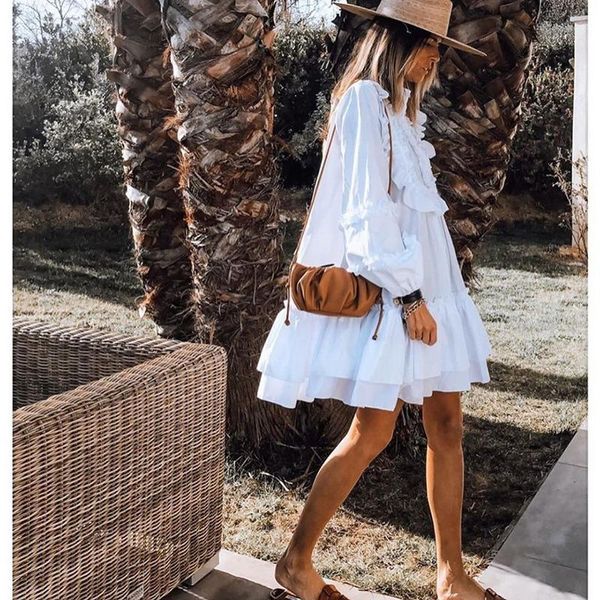 women's swimwear autumn long sleeve short loose dresses fashion puff dress vestidos mulher 2021 elegant white high neck ruffle, White;black
women's swimwear autumn long sleeve short loose dresses fashion puff dress vestidos mulher 2021 elegant white high neck ruffle, White;black
