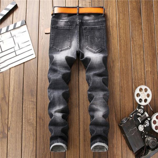 vogue jeans men fashion personality ripped slim fit zipper stretch denim streetwear trousers, Blue
vogue jeans men fashion personality ripped slim fit zipper stretch denim streetwear trousers, Blue