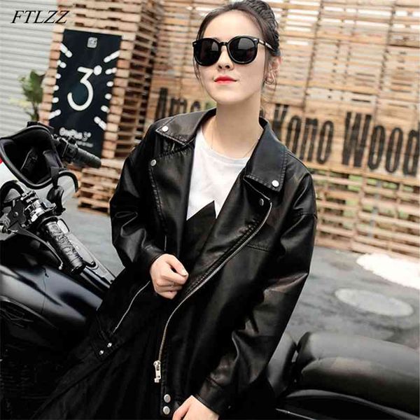 spring women faux leather jacket female zipper rivet outerwear casual loose soft pu motorcycle punk coat 210430, Black
spring women faux leather jacket female zipper rivet outerwear casual loose soft pu motorcycle punk coat 210430, Black