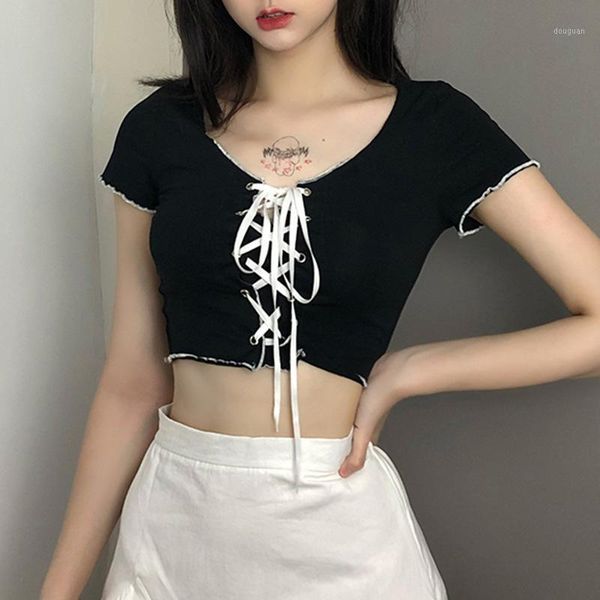 women's t-shirt black women basic 2021 fashion lady eyelet drawstring o neck short-length hipster street tshirt casual solid full, White
women's t-shirt black women basic 2021 fashion lady eyelet drawstring o neck short-length hipster street tshirt casual solid full, White