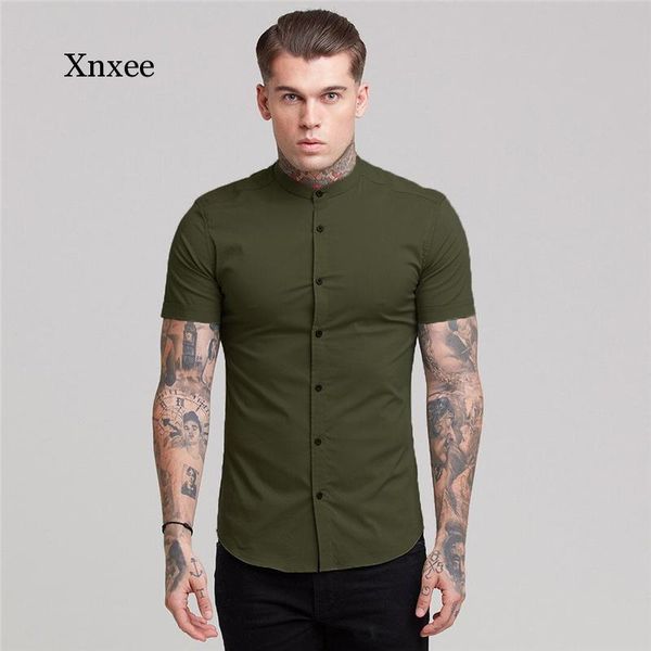 men's casual shirts summer shirt men fashion short sleeve solid slim fit male social business brand mens gym fitness sports clothing, White;black
men's casual shirts summer shirt men fashion short sleeve solid slim fit male social business brand mens gym fitness sports clothing, White;black