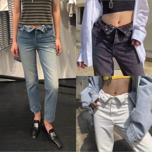 women's jeans aaw014 2021 spring personalized flanging high waist straight pant a2, Blue
women's jeans aaw014 2021 spring personalized flanging high waist straight pant a2, Blue