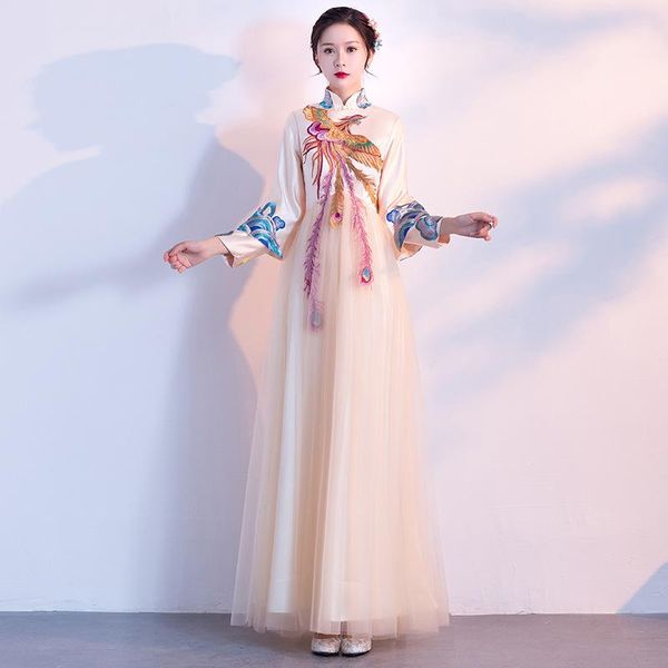 ethnic clothing satin-mesh patchwork qiapo champagne chinese style banquet party dress gown phoenix&cloud embroidery cheongsam pleated vesti, Red
ethnic clothing satin-mesh patchwork qiapo champagne chinese style banquet party dress gown phoenix&cloud embroidery cheongsam pleated vesti, Red