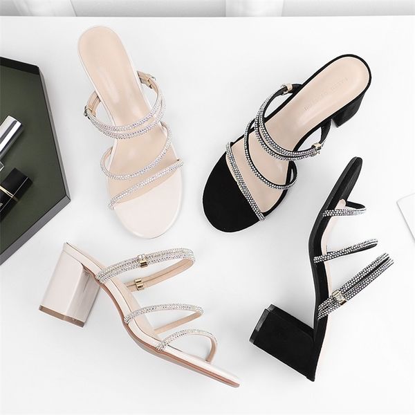summer slide slippers women sandals shoes woman narrow bands casual elegant crystal 6.5cm square high heel pumps 210520, Black
summer slide slippers women sandals shoes woman narrow bands casual elegant crystal 6.5cm square high heel pumps 210520, Black