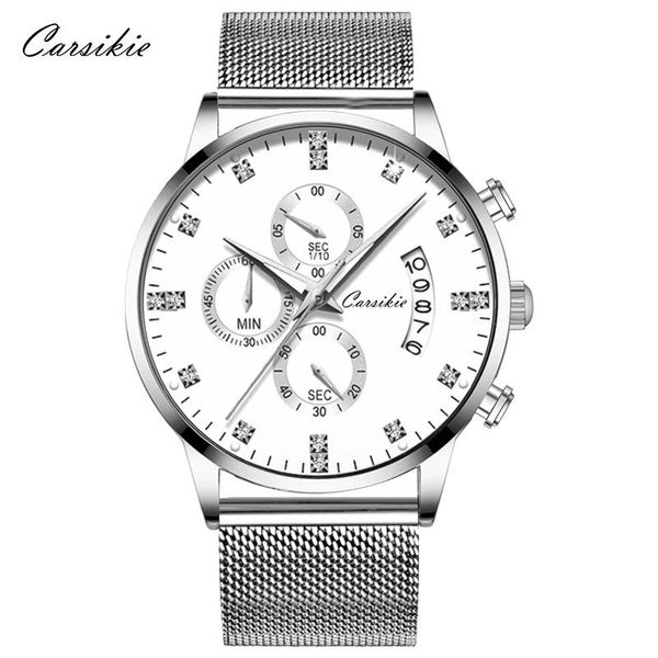 wristwatches silver case white dial chronograph mesh stainless steel band men's watch, Slivery;brown
wristwatches silver case white dial chronograph mesh stainless steel band men's watch, Slivery;brown