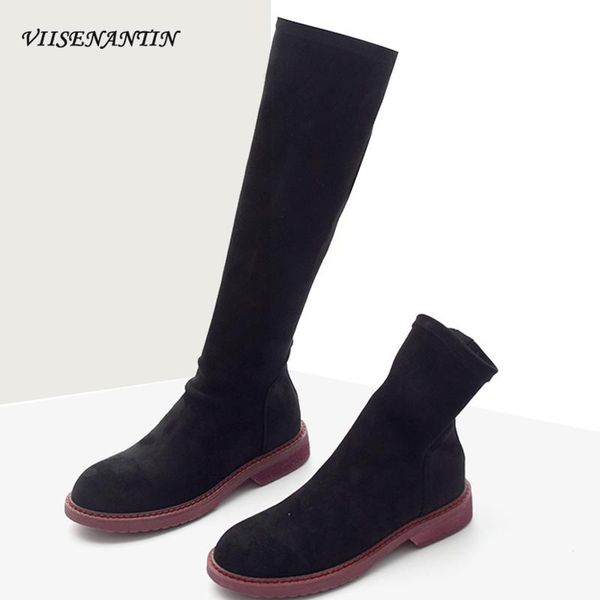 boots autumn winter elastic women's round toe thin kid suede knee-length slip -on flat long short zapatos para mujer, Black
boots autumn winter elastic women's round toe thin kid suede knee-length slip -on flat long short zapatos para mujer, Black