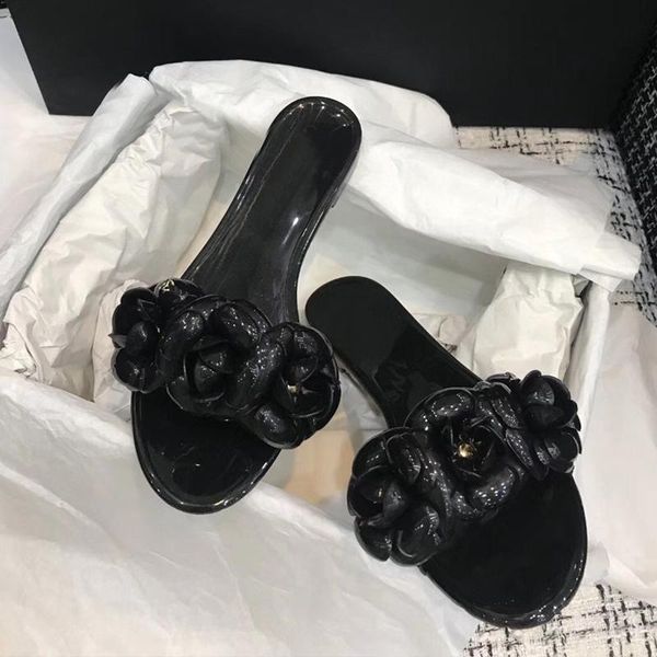 the lady's little fragrant wind camellia sandals and jelly towed outer wear women's beach soft bottom non-slip slippers, Black
the lady's little fragrant wind camellia sandals and jelly towed outer wear women's beach soft bottom non-slip slippers, Black
