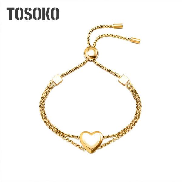 link, chain tosoko stainless steel peach heart sliding bead double layer bracelet shaped small square jewelry for female bse056, Black
link, chain tosoko stainless steel peach heart sliding bead double layer bracelet shaped small square jewelry for female bse056, Black