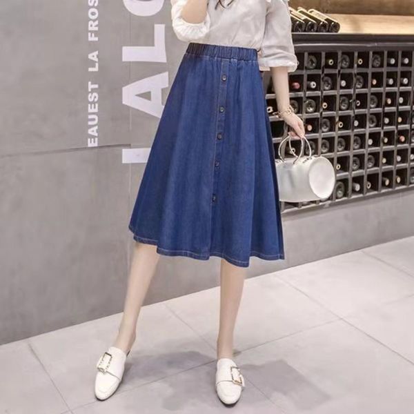 skirts 2021 arrival summer women loose casual elastic waist a-line button design mid-calf skirt high cotton denim b526, Black
skirts 2021 arrival summer women loose casual elastic waist a-line button design mid-calf skirt high cotton denim b526, Black