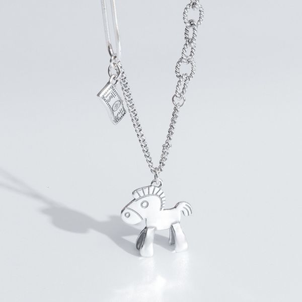 s925 sterling silver stitching necklace with money immediately, Black 
s925 sterling silver stitching necklace with money immediately, Black