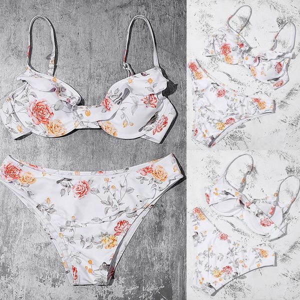 women's swimwear woman swimsuit bikini set 2021 push up bathing suit women print floral beachwear biquini two piece mujer, White;black
women's swimwear woman swimsuit bikini set 2021 push up bathing suit women print floral beachwear biquini two piece mujer, White;black