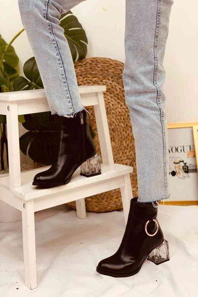 the boots winter fashion round head thick heel zipper ankle keep warm high transparent women, Black
the boots winter fashion round head thick heel zipper ankle keep warm high transparent women, Black