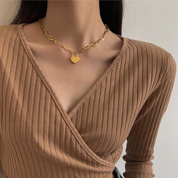 pendant necklaces meyrroyu stainless steel gold color heart lock trendy thick chain choker pendants for women 2021 fashion jewelry, Silver
pendant necklaces meyrroyu stainless steel gold color heart lock trendy thick chain choker pendants for women 2021 fashion jewelry, Silver