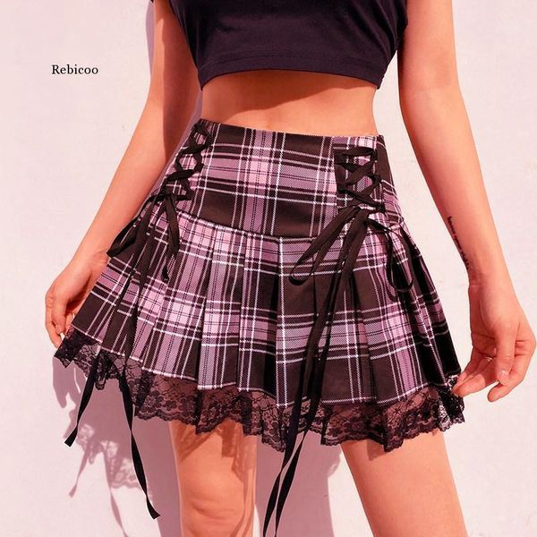 mini skirt women high waist punk a line skirts ladies aesthetic plaid pleated short lace up, Black
mini skirt women high waist punk a line skirts ladies aesthetic plaid pleated short lace up, Black