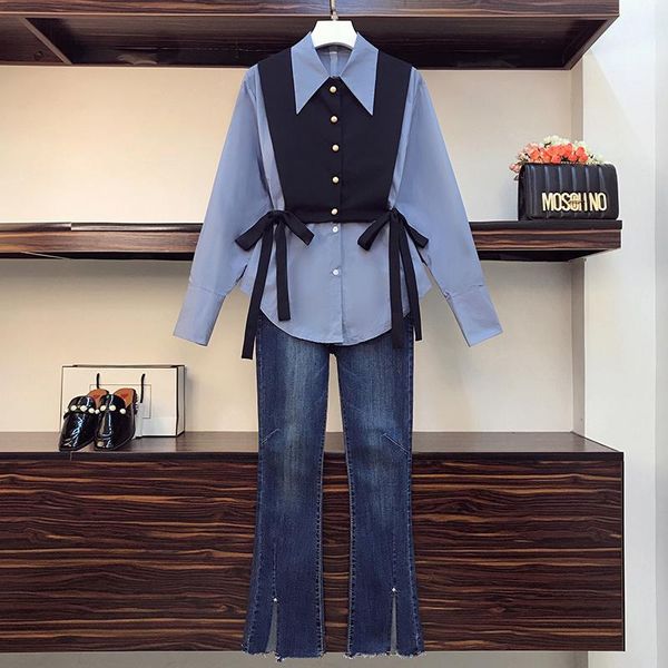 women's tracksuits plus size women casual denim shirt two piece suit spring 2021 fashion streetwear long-sleeved bow loose jeans big, Gray
women's tracksuits plus size women casual denim shirt two piece suit spring 2021 fashion streetwear long-sleeved bow loose jeans big, Gray