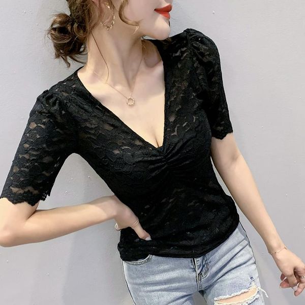 women's t-shirt 2021 women slim lace v neck elegant summer short sleeve t shirt flower plus size t-shirts, White
women's t-shirt 2021 women slim lace v neck elegant summer short sleeve t shirt flower plus size t-shirts, White
