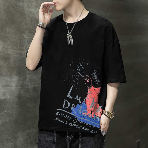 summer new t-shirt men's round neck short sleeve bottom shirt trend youth men's casual t-shirt, White;black
summer new t-shirt men's round neck short sleeve bottom shirt trend youth men's casual t-shirt, White;black