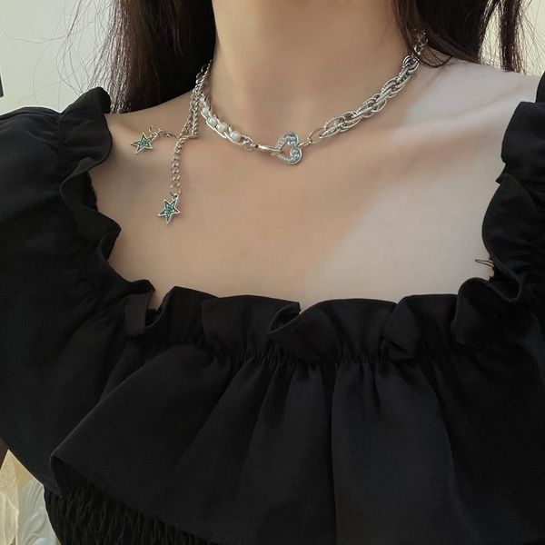 pendant necklaces origin summer statement love heart green star chokers necklace for women chunky chain imitation pearl asymmetry jewelry, Silver
pendant necklaces origin summer statement love heart green star chokers necklace for women chunky chain imitation pearl asymmetry jewelry, Silver