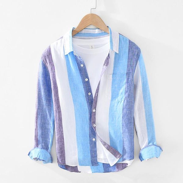 men's casual shirts 100% linen long sleeve striped breathable men fashion modern italy style shirt for chemise camisa mens, White;black
men's casual shirts 100% linen long sleeve striped breathable men fashion modern italy style shirt for chemise camisa mens, White;black