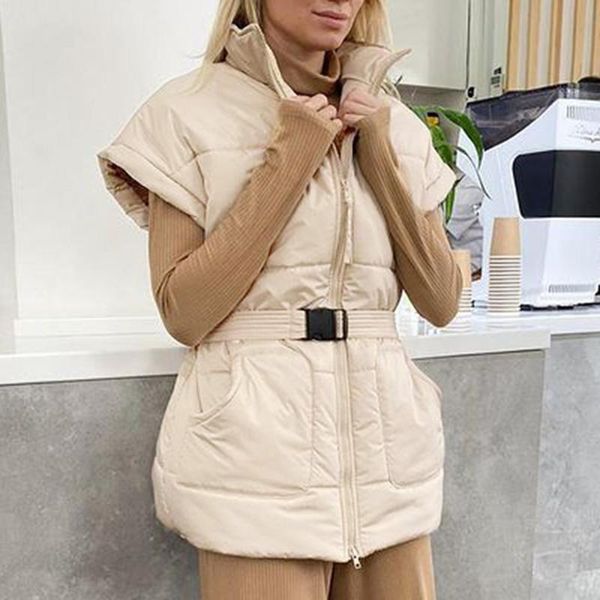 women's vests fashion stand collar shrug women elegant tie belt waist casual coats zipper pockets spring ladies, Black;white
women's vests fashion stand collar shrug women elegant tie belt waist casual coats zipper pockets spring ladies, Black;white