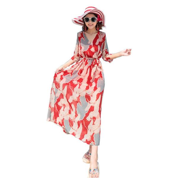chiffon women's long dress summer tide latest v-neck woman beach holiday bandage bohemian party casual dresses, Black;gray
chiffon women's long dress summer tide latest v-neck woman beach holiday bandage bohemian party casual dresses, Black;gray