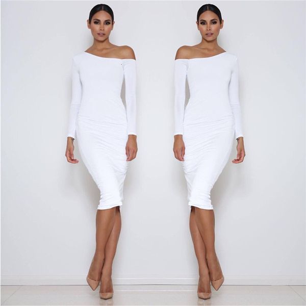 party european american women fashion designer off shoulder long sleeve dresses summer casual womens clothing, White;black 
party european american women fashion designer off shoulder long sleeve dresses summer casual womens clothing, White;black