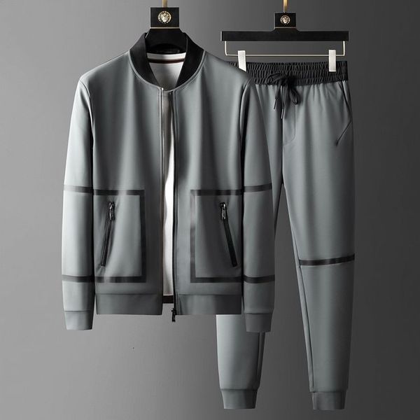 tracksuit shirt sport casual mens sets (sweatshirt+pants) luxury stand collar zipper man jackets elastic waist slim fit male pants 3xl, Gray 
tracksuit shirt sport casual mens sets (sweatshirt+pants) luxury stand collar zipper man jackets elastic waist slim fit male pants 3xl, Gray