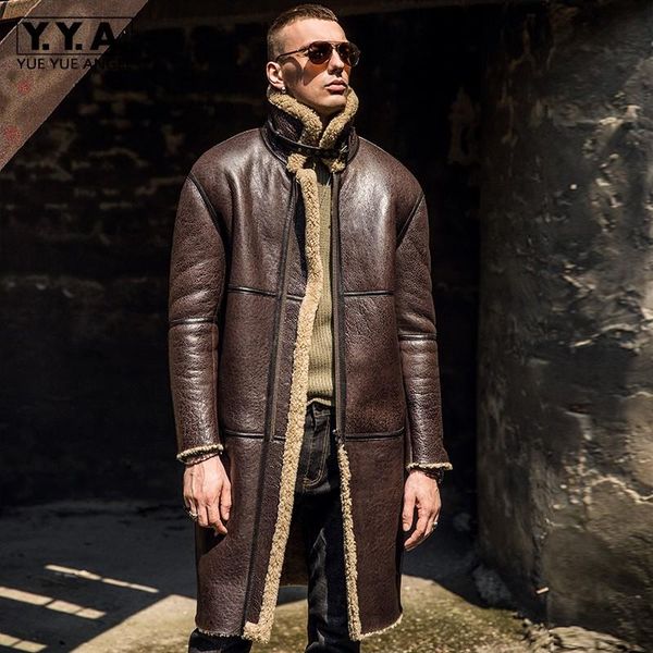 men's leather & faux men medium-long original shearling coat luxury winter thick real fur military overcoat warm vintage casual jacket, Black
men's leather & faux men medium-long original shearling coat luxury winter thick real fur military overcoat warm vintage casual jacket, Black