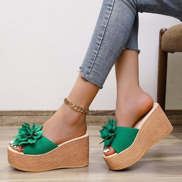 slippers high heels summer beach platform women wedge 8cm appliques flowers female sandals clog shoes slides, Black
slippers high heels summer beach platform women wedge 8cm appliques flowers female sandals clog shoes slides, Black