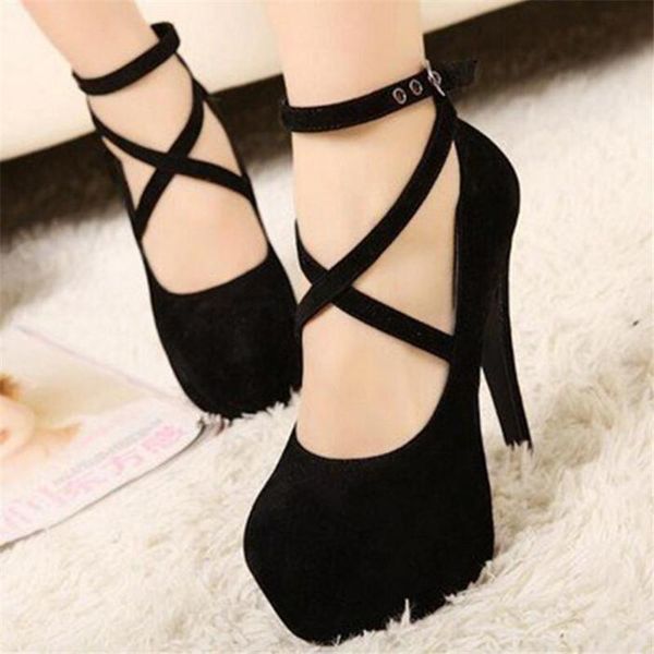 dress shoes korean version of the ultra high heel stiletto xl fashion cross strap waterproof platform women's single product trend, Black
dress shoes korean version of the ultra high heel stiletto xl fashion cross strap waterproof platform women's single product trend, Black