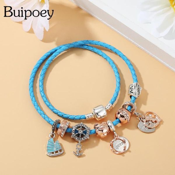 charm bracelets buipoey rose gold beads sailing boat crown anchor blue leather for men original stackable bangles, Golden;silver
charm bracelets buipoey rose gold beads sailing boat crown anchor blue leather for men original stackable bangles, Golden;silver