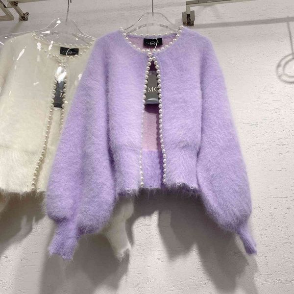 women's knits & tees purple cardigan fake mink knit women pearls edged open stitch sweater coat shrug new kimono black rh02, White
women's knits & tees purple cardigan fake mink knit women pearls edged open stitch sweater coat shrug new kimono black rh02, White