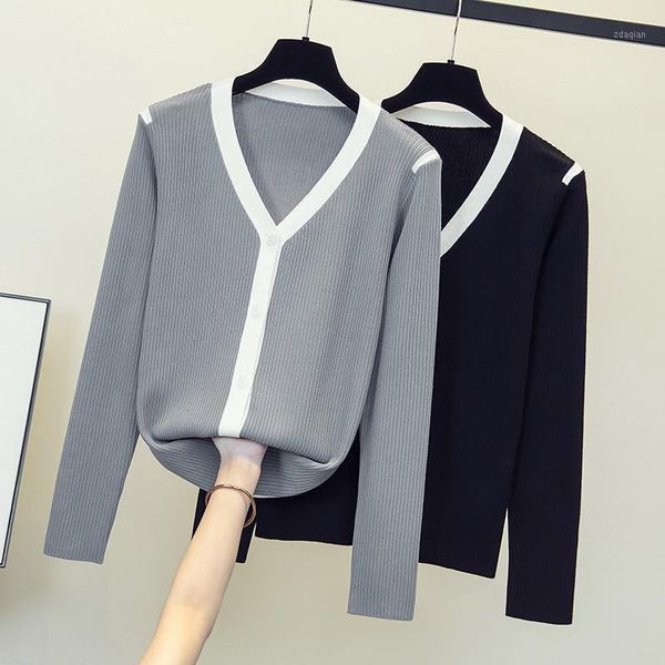 women's sweaters black grey v neck plus large size oversize korean style fashion pullovers for autumn clothing ladies 2021, White;black
women's sweaters black grey v neck plus large size oversize korean style fashion pullovers for autumn clothing ladies 2021, White;black