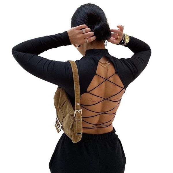 backless hollow out bandage solid slim o-neck t-shirt crop spring autumn long sleeve tee femme streetwear women's, White
backless hollow out bandage solid slim o-neck t-shirt crop spring autumn long sleeve tee femme streetwear women's, White