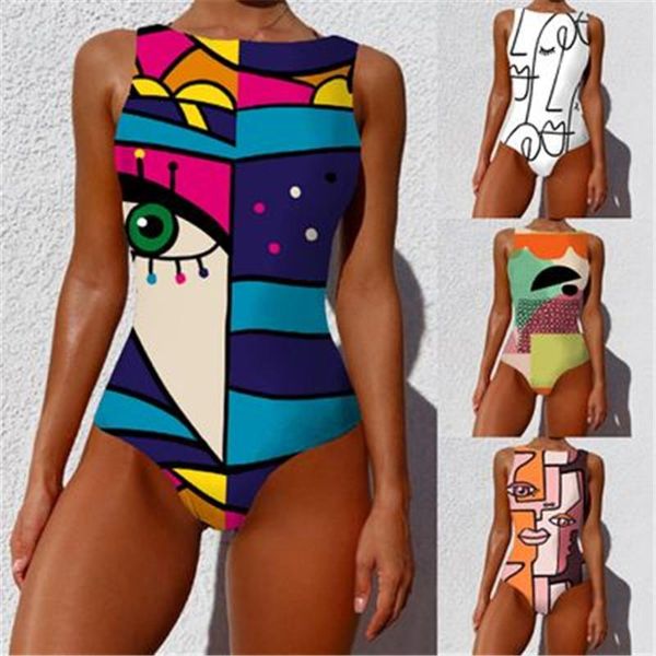 women's swimwear personalized abstract print swimsuit high waist female bathing suit women one piece sleeveless color contrast bodysuit, White;black
women's swimwear personalized abstract print swimsuit high waist female bathing suit women one piece sleeveless color contrast bodysuit, White;black