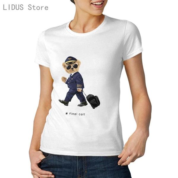 fashion style pure cotton funny aircraft commander bear pattern printing and fresh short sleeve woman's t-shirt tee women's, White
fashion style pure cotton funny aircraft commander bear pattern printing and fresh short sleeve woman's t-shirt tee women's, White