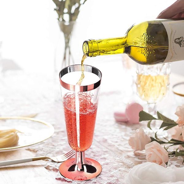 wine glasses 6 pcs 150ml disposable glass rose gold side goblet plastic champagne flutes home party supplies
wine glasses 6 pcs 150ml disposable glass rose gold side goblet plastic champagne flutes home party supplies