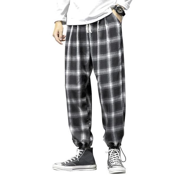 men plaid casual pants oversized streetwear joggers summer loose trouser japanese trendy sweatpants men's, Black
men plaid casual pants oversized streetwear joggers summer loose trouser japanese trendy sweatpants men's, Black