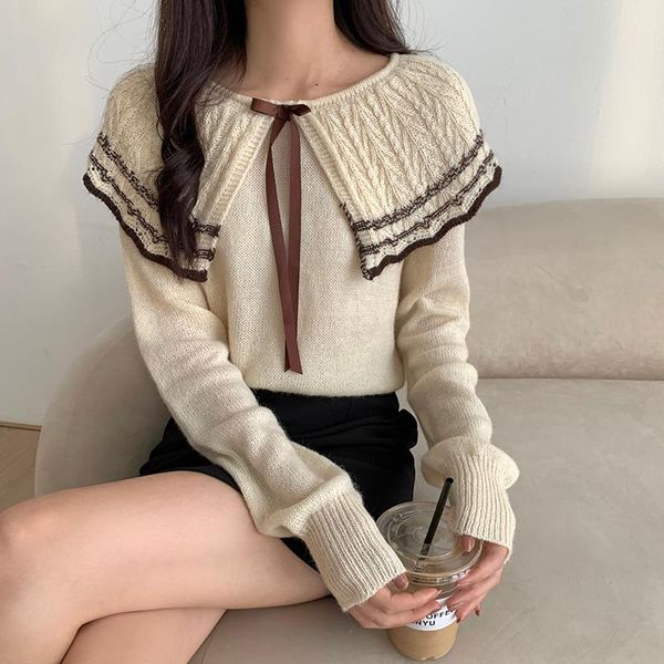women's sweaters korean version of the spring and autumn long-sleeved blouse women 2021 college style fashion navy collar sweater, White;black
women's sweaters korean version of the spring and autumn long-sleeved blouse women 2021 college style fashion navy collar sweater, White;black