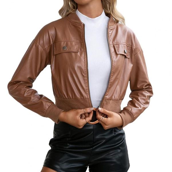 women's jackets coat stand collar zipper jacket autumn winter slim for party, Black;brown
women's jackets coat stand collar zipper jacket autumn winter slim for party, Black;brown