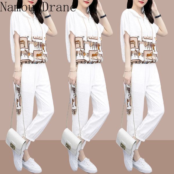 style fashion casual summer women's stitching printing hooded two-piece clothing 210429, White
style fashion casual summer women's stitching printing hooded two-piece clothing 210429, White