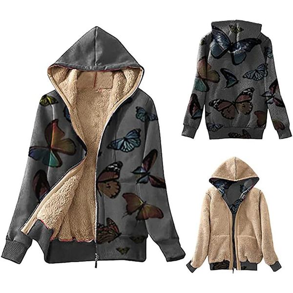 women's hoodies & sweatshirts zip up hoodie butterfly print coat winter warm plush zipper double sided hooded sweatshirt jackets for wo, Black
women's hoodies & sweatshirts zip up hoodie butterfly print coat winter warm plush zipper double sided hooded sweatshirt jackets for wo, Black