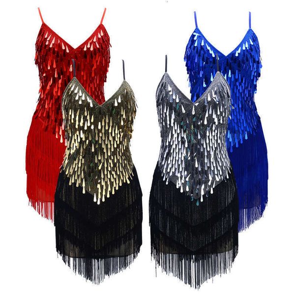party annual casual dresses deessv neck slim sequin tassel latin dance platform dress, Black;gray
party annual casual dresses deessv neck slim sequin tassel latin dance platform dress, Black;gray