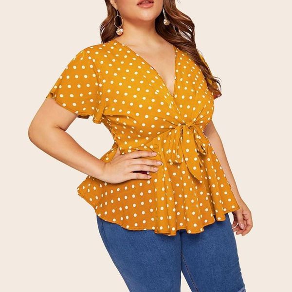 women's blouses & shirts women plus size dot print blouse v neck short sleeve shirt polka knot 5xl casual blusas #20, White
women's blouses & shirts women plus size dot print blouse v neck short sleeve shirt polka knot 5xl casual blusas #20, White