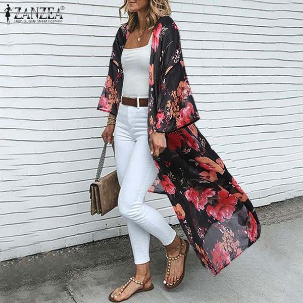 women's blouses & shirts bohemian printed maxi kimono summer zanzea 2021 casual long sleeve cover up female floral tunic cardigan, White
women's blouses & shirts bohemian printed maxi kimono summer zanzea 2021 casual long sleeve cover up female floral tunic cardigan, White