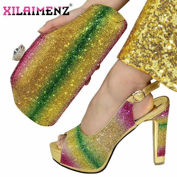 dress shoes special design mature golden color and bag to match set italian high heels party for wedding, Black
dress shoes special design mature golden color and bag to match set italian high heels party for wedding, Black