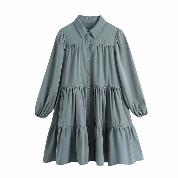 casual dresses solid women turndown collar ruffle tiered mini dress femme lantern sleeve loose clothes vestido d6635, Black;gray
casual dresses solid women turndown collar ruffle tiered mini dress femme lantern sleeve loose clothes vestido d6635, Black;gray