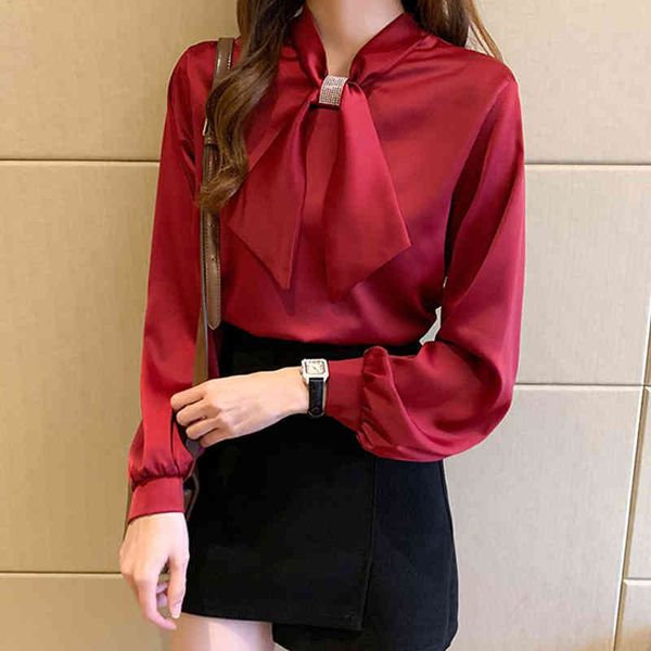 women's blouses & shirts spring chinese red neck bow tie long sleeved satin pull-over chiffon ol 0ojb, White
women's blouses & shirts spring chinese red neck bow tie long sleeved satin pull-over chiffon ol 0ojb, White