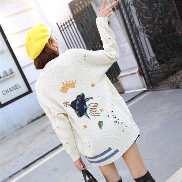 women's sweaters winter thick warm women sweater coat korean slim double-breasted cartoon print street knitted long cardigan, White;black
women's sweaters winter thick warm women sweater coat korean slim double-breasted cartoon print street knitted long cardigan, White;black